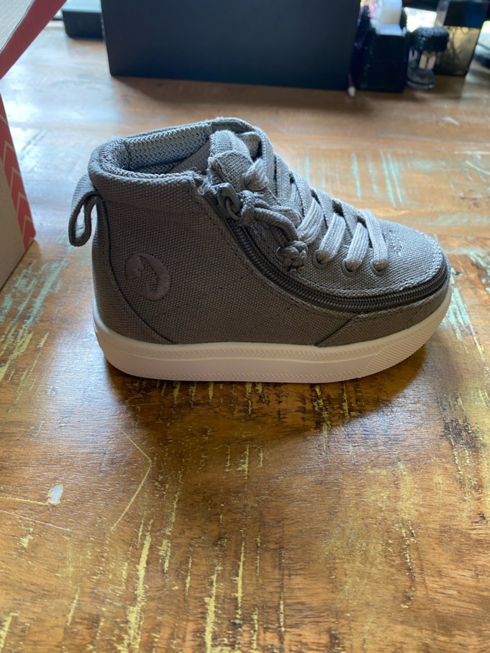 Billy Wide (WDR) Gray High-Top Canvas Sneakers with Side Zipper